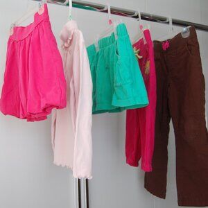 Girls Size 4T Bundle- Long Sleeve Top, Skirt, Skort, Crop Sweatpants, Pants